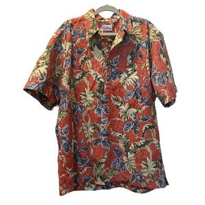 Vintage Reyn Spooner Men's Hawaiian Shirt XL Short Sleeve Pullover Henley Red